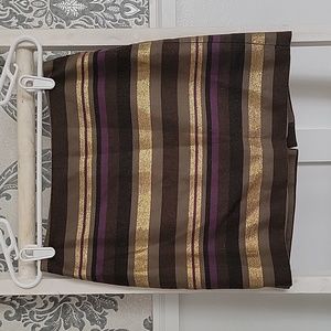 Banana Republic Skirt Women's Size 2 Petite 2P Shimmery Gold Lined Zipper Cotton